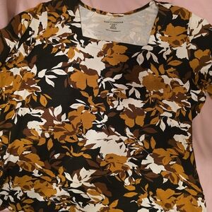 Jessica London Women's Floral Top - Black, White, Brown